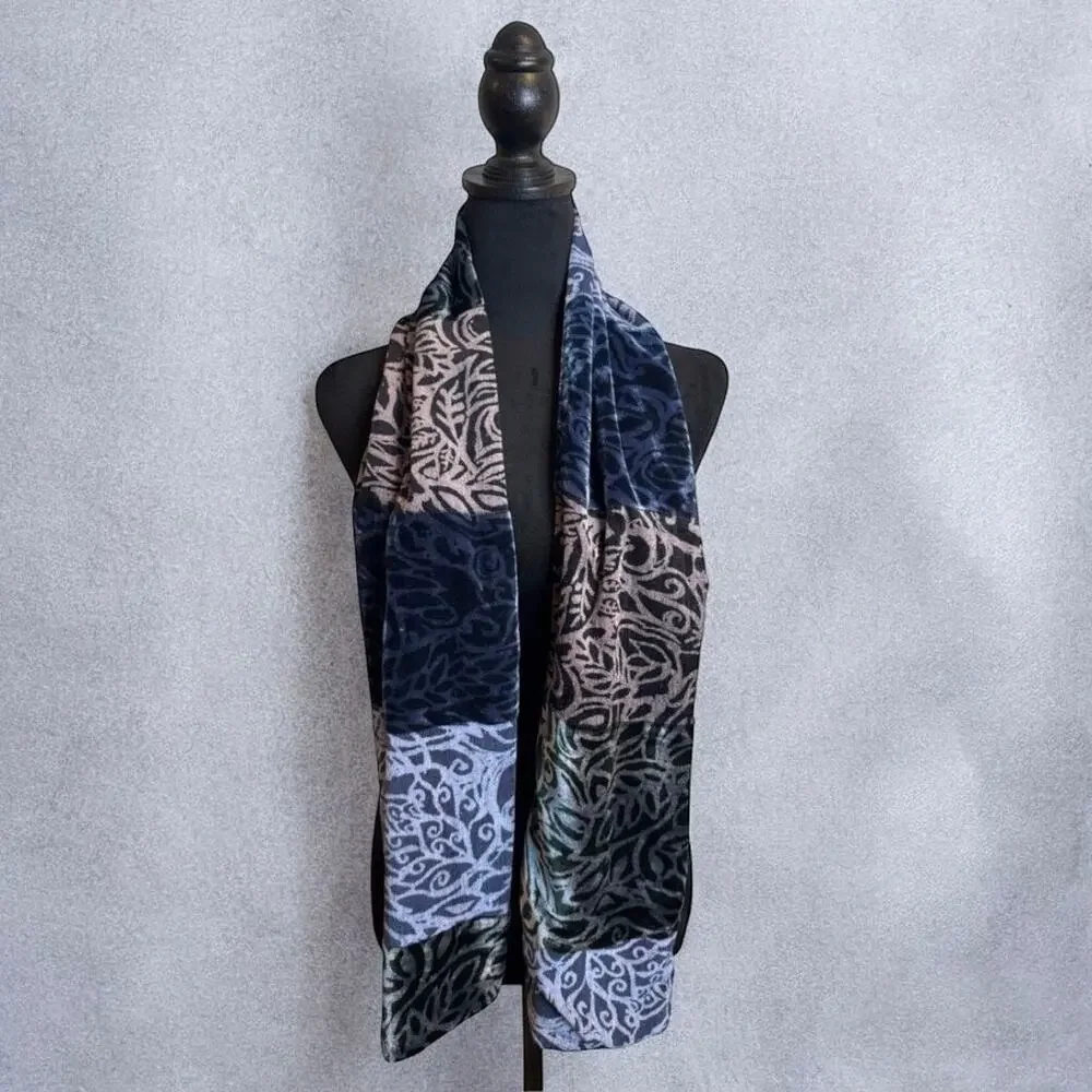 Vintage 90s Pazuki London Handcrafted Silk Velvet Floral Scarf